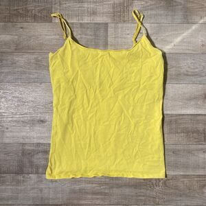 Women’s Top Size L Summer Yellow Cami Y2K Layer Red Camel Spaghetti Strap VTG
